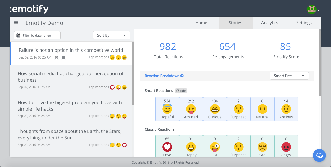 Story specific insights