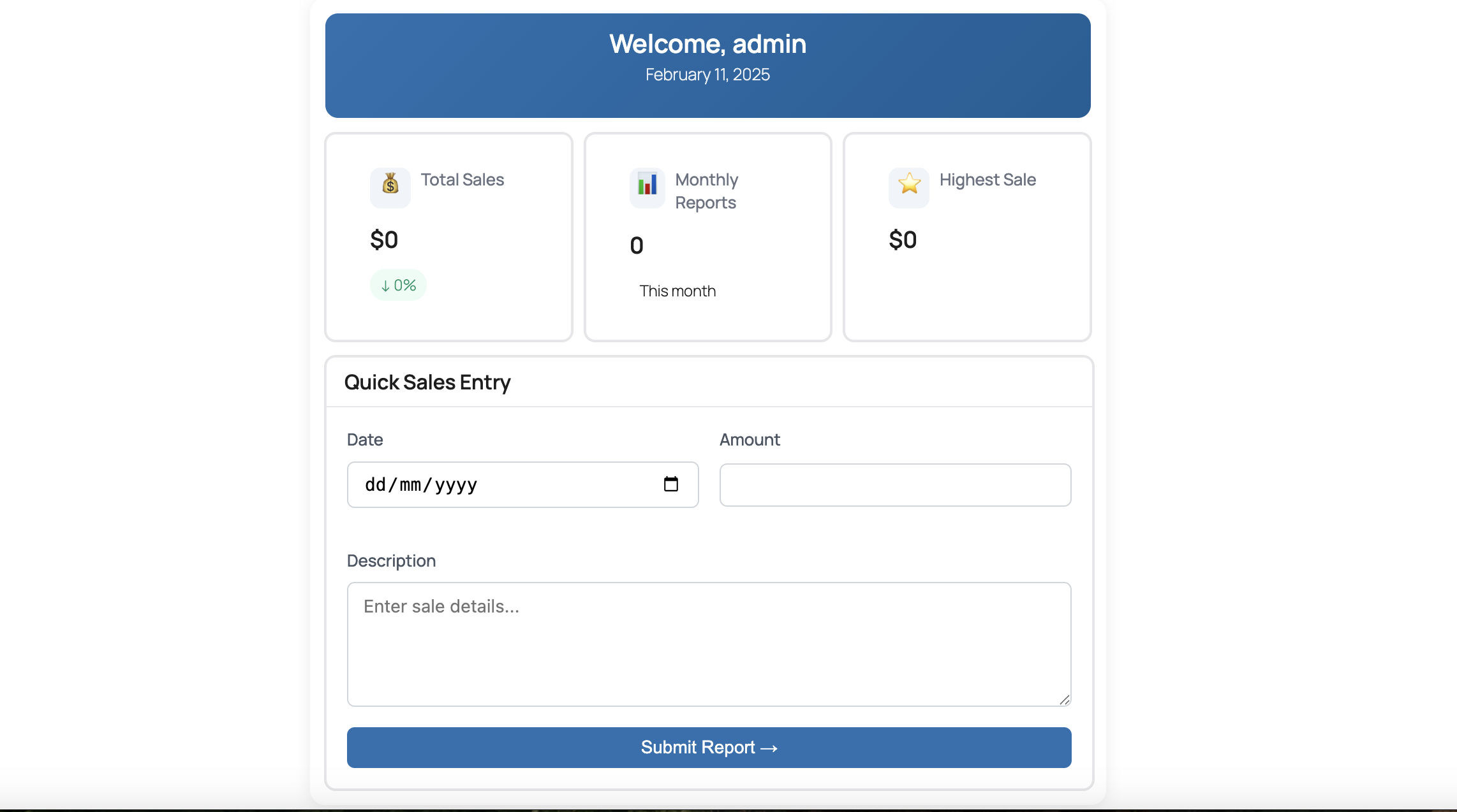 Employee Dashboard - Personal portal for employees to view their sales data and performance statistics