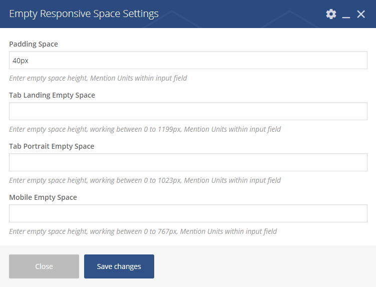 Settings Area