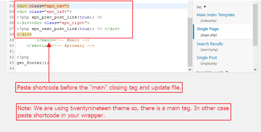 Screenshot is about where to paste shortcode.