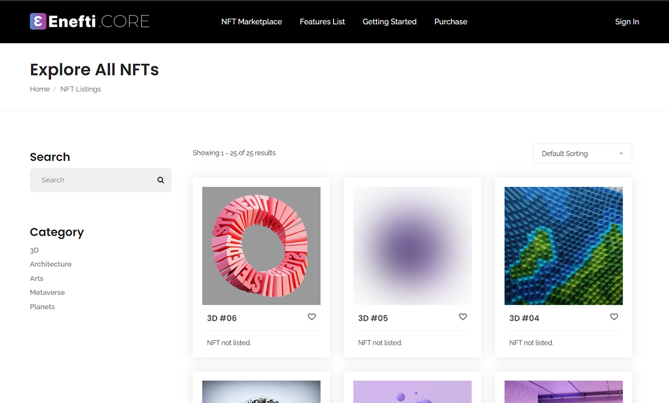 All NFTs Page Template.