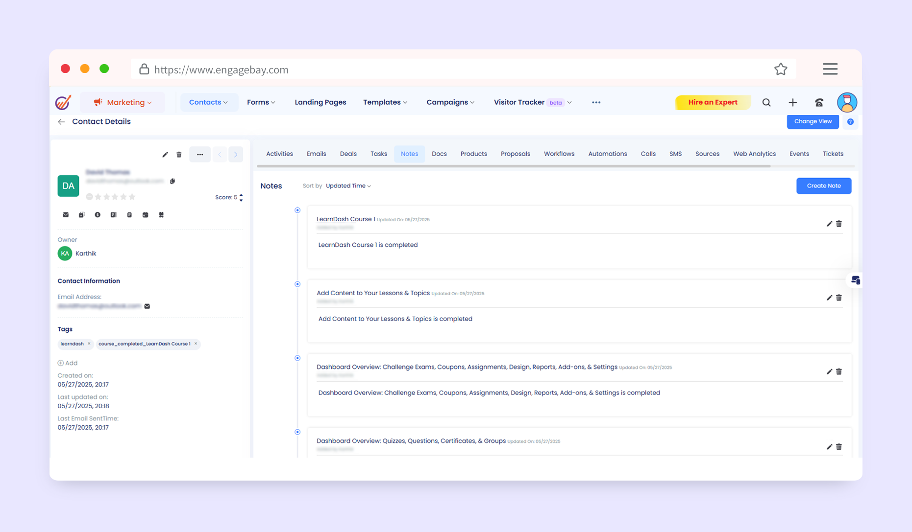 Add notes to contact profiles