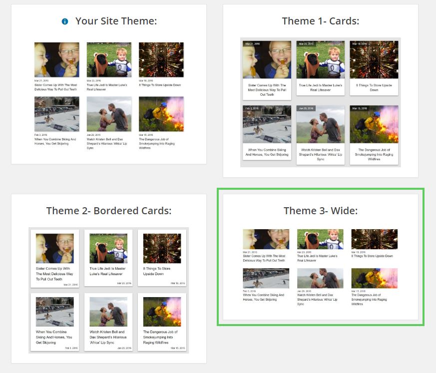 Select which theme you want the related posts to have. We will continue to add new themes in the future.