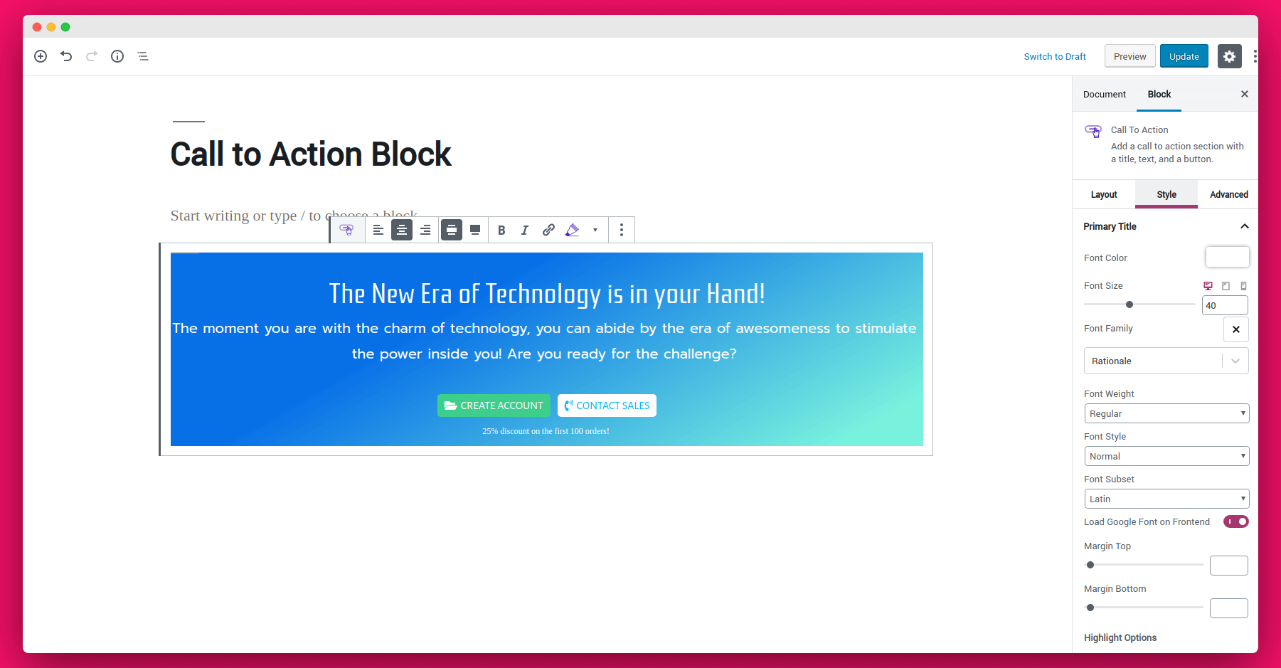 Demo landing page with Enhanced blocks