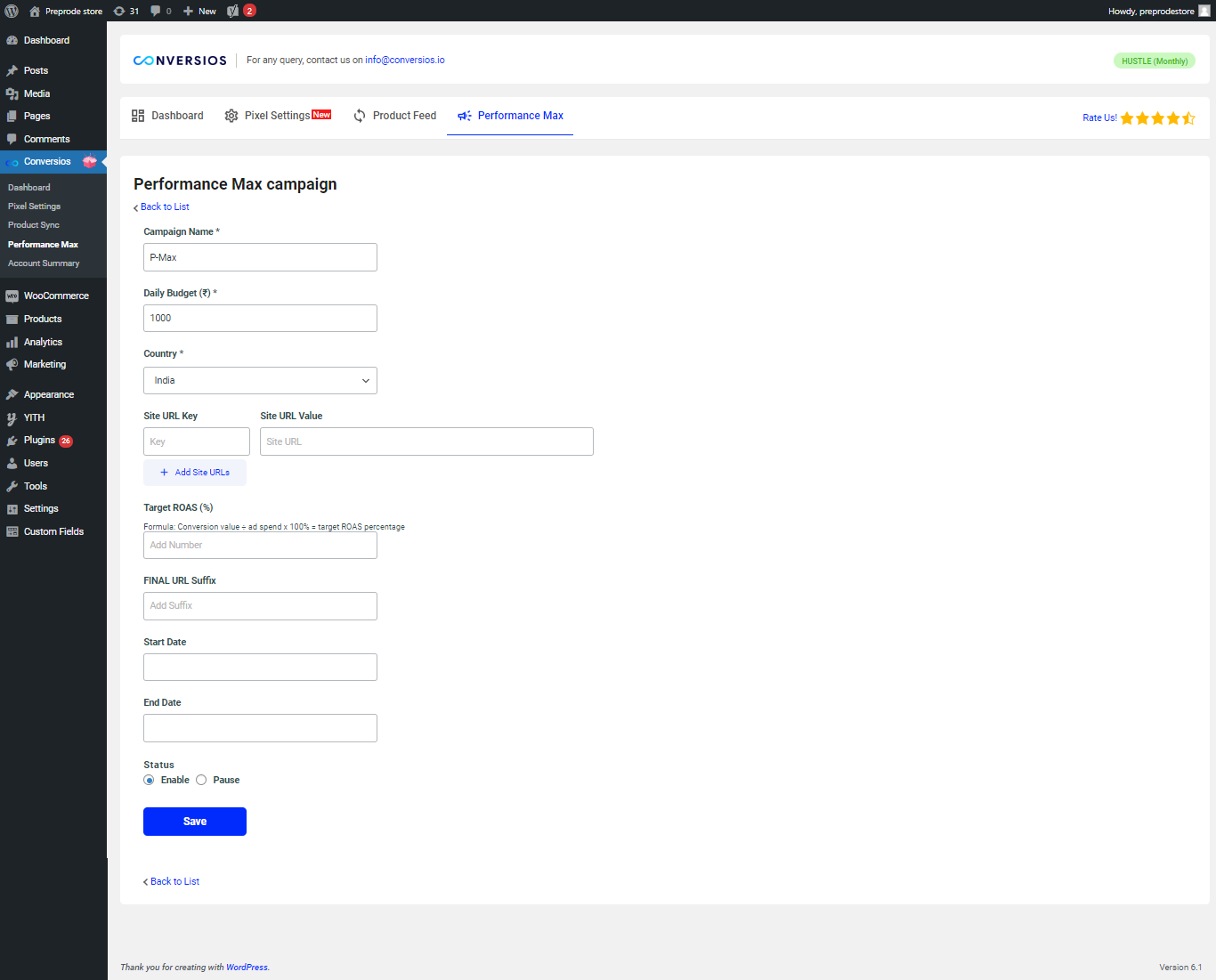 This is the inner setting page for Google Merchant Center where you can SignIn using Google account and select Google Merchant Center Account to link along with doing Site verification and Domain claim.