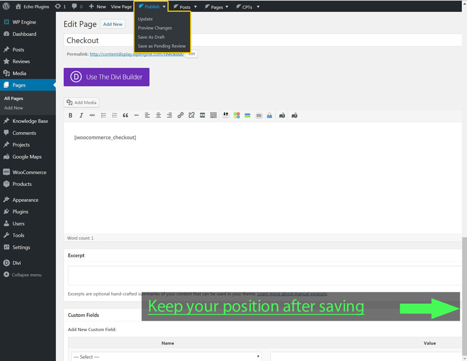 The new Publishing Menu