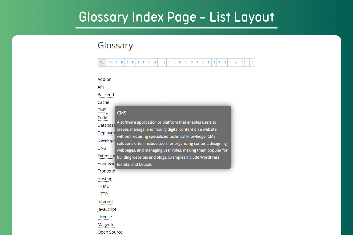 WordPress Glossary Setup Wizard - Guided configuration for quick and easy plugin setup
