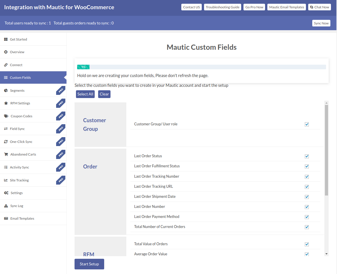 Created Custom Fields in Mautic