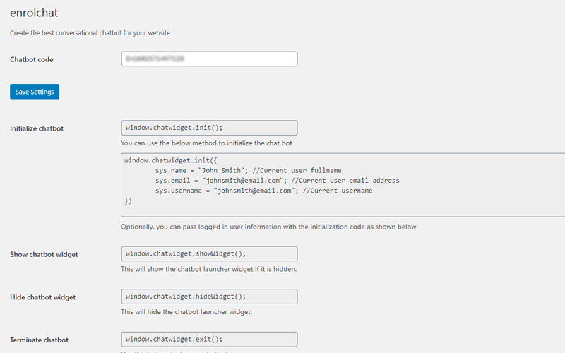 Enrol admin screen.