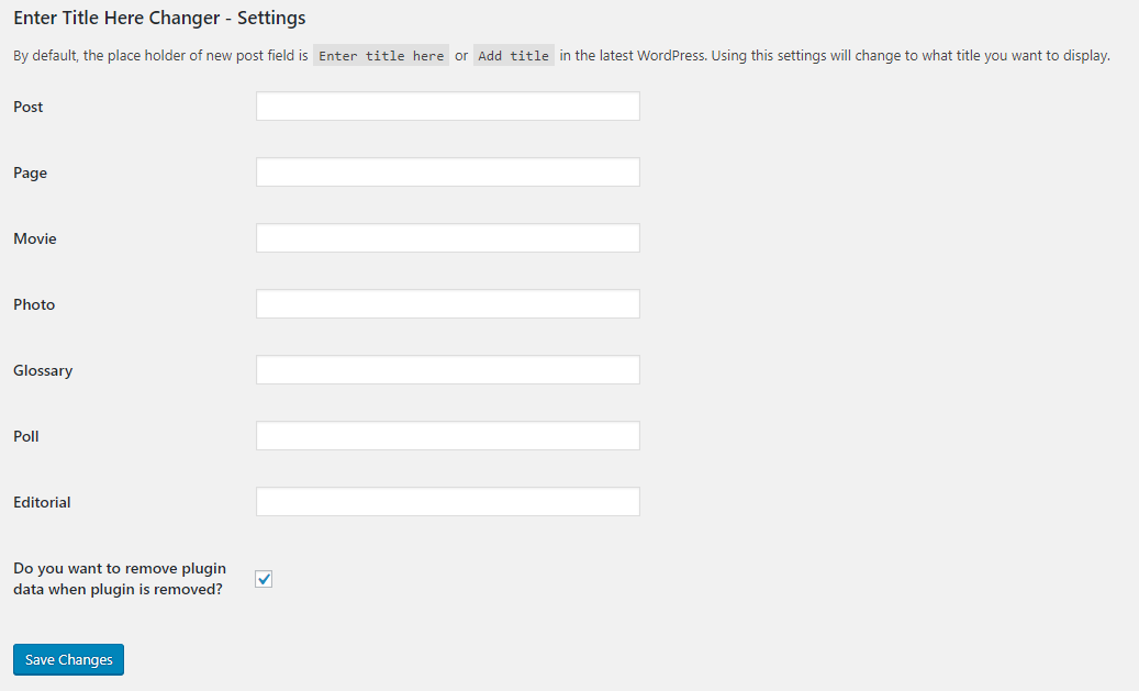 Plugin Settings