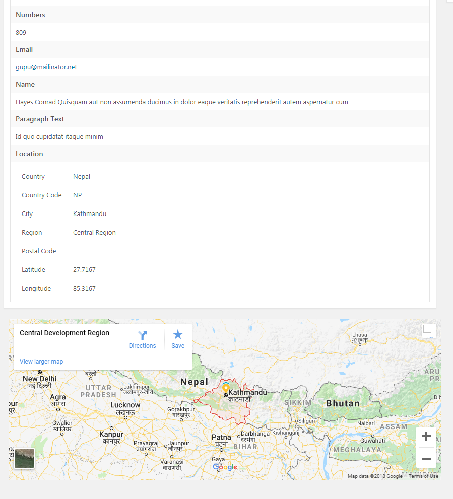 Geolocation Entry Display