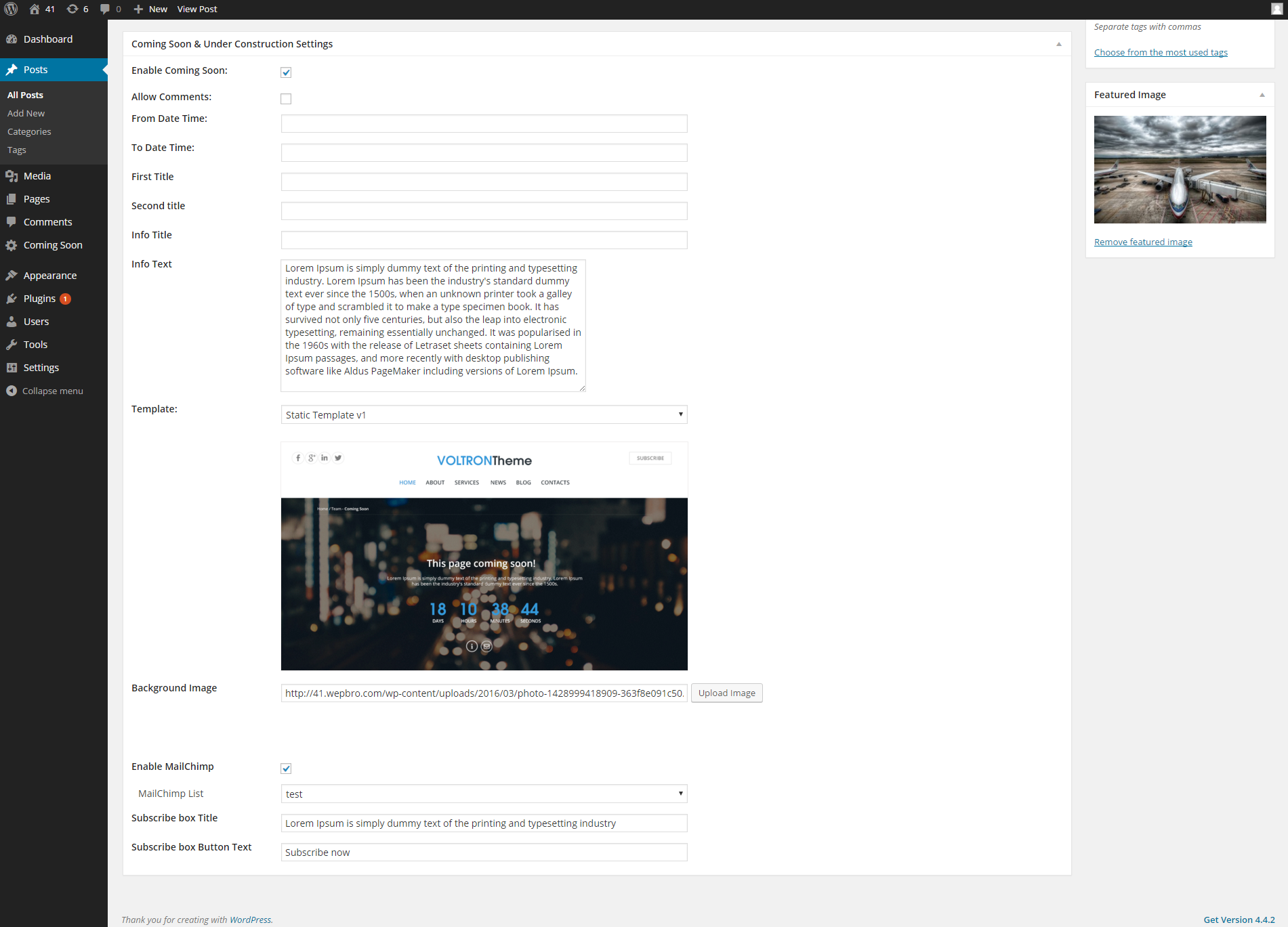 Backend single post admin page look like 2