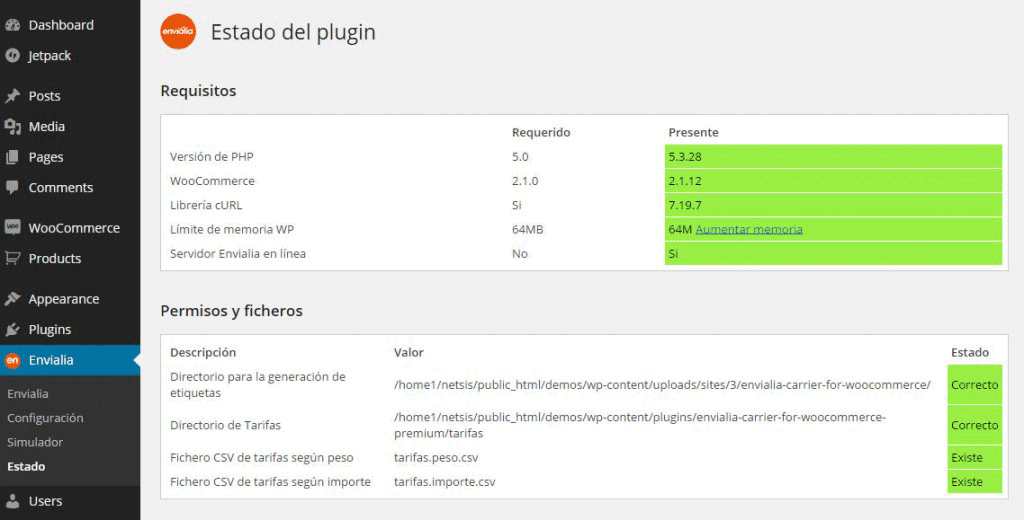 El plugin tal como se muestra en el listado de plugins de WordPress