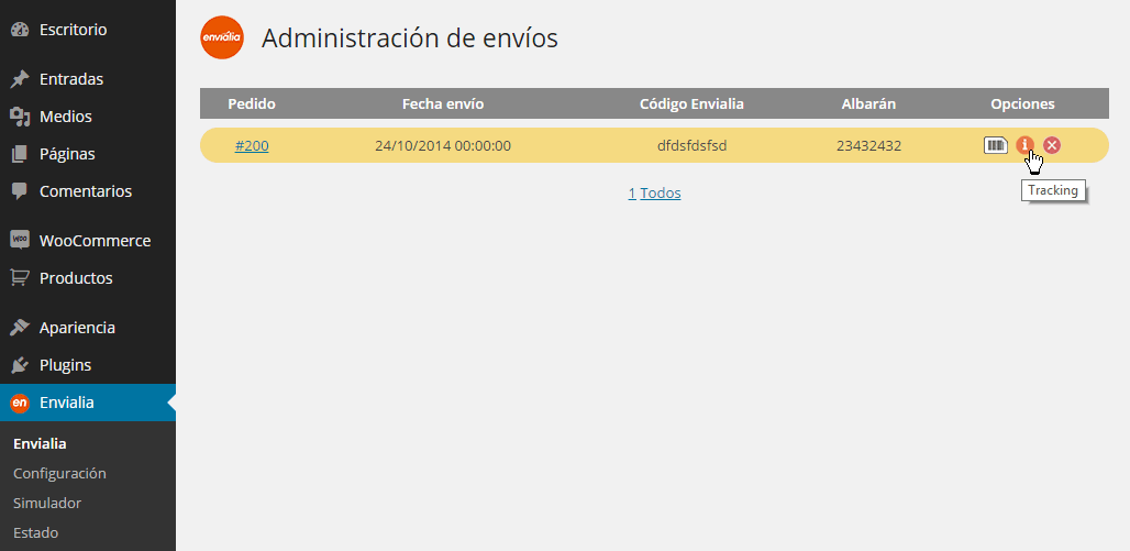 Configuración: API Envialia