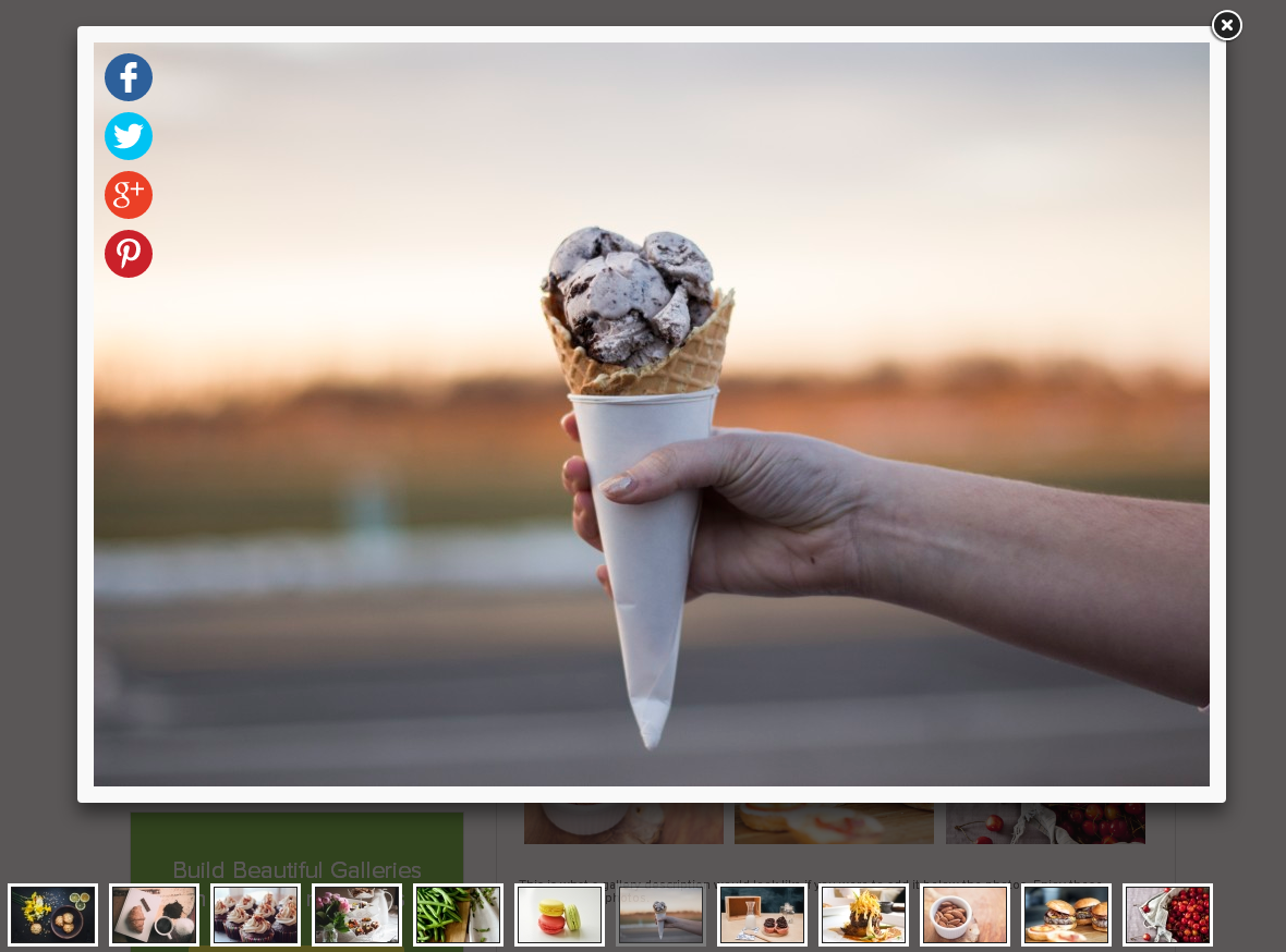Media modal for inserting a gallery into your WYSIWYG editor.