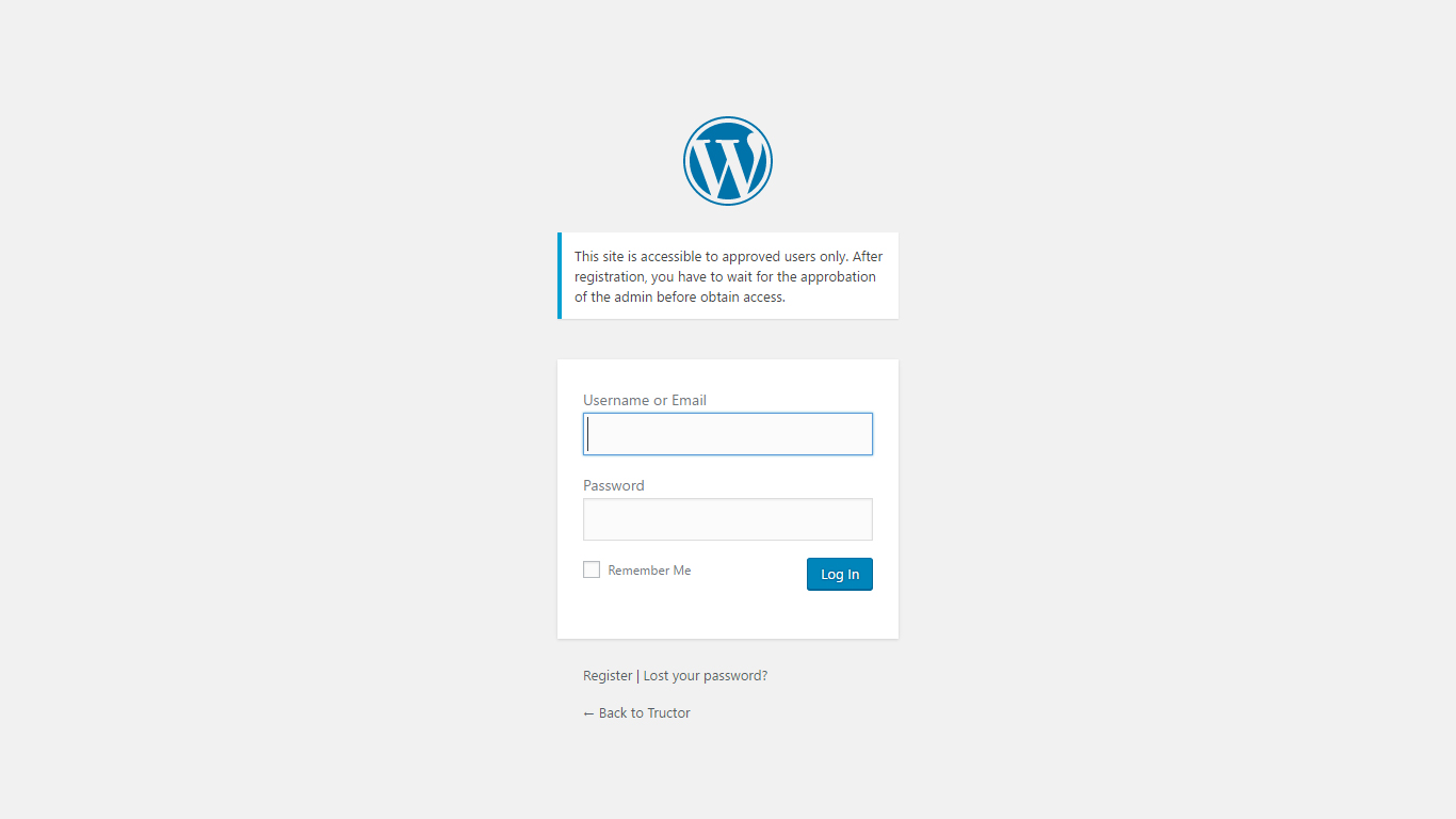 Login page with additional welcome message