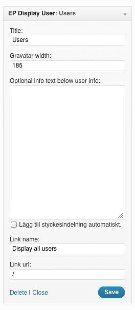 Widget settings