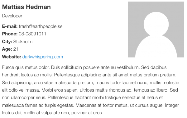 User with use of template code or shortcode