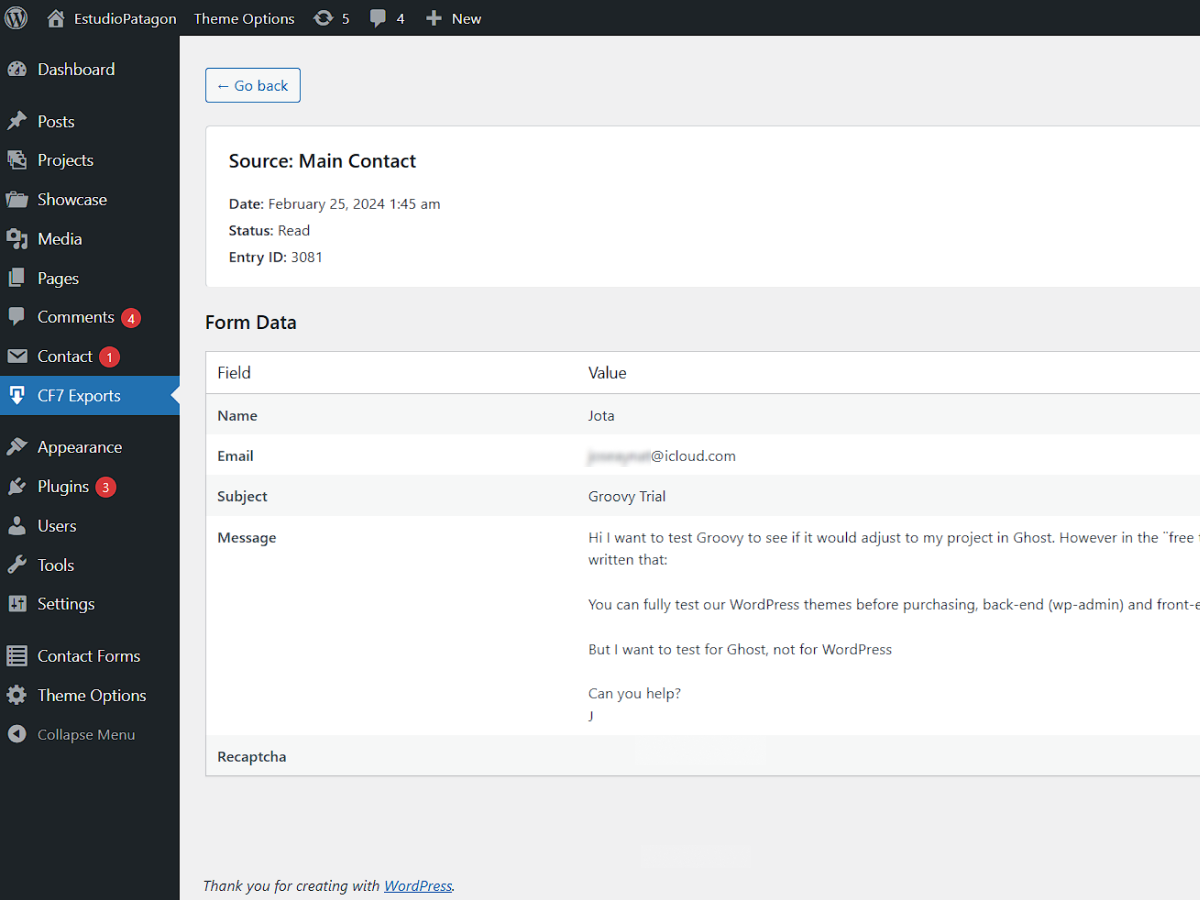 Read entry directly from your admin