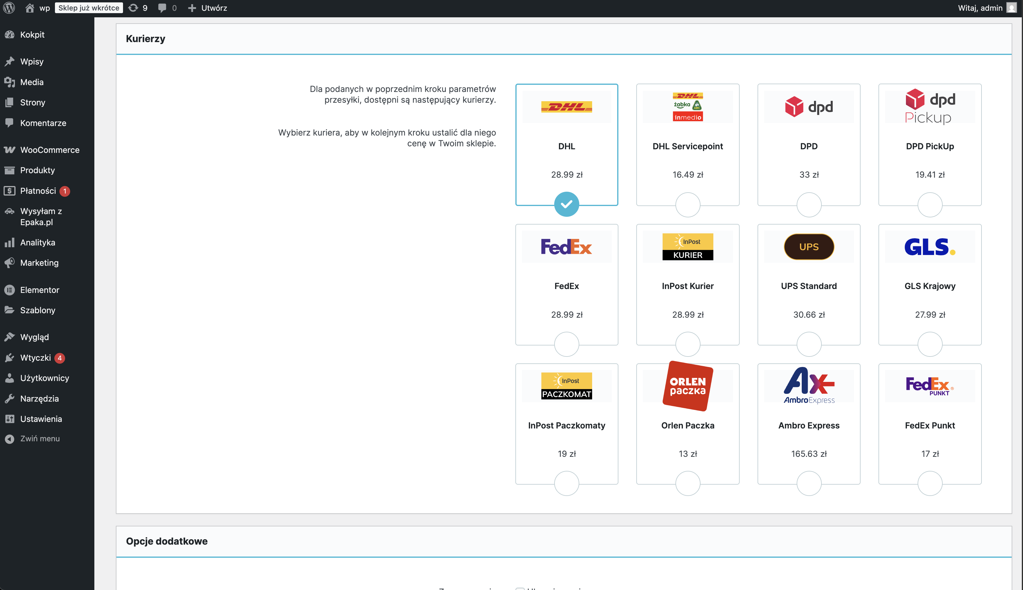 Additional services and price presentation in the store.