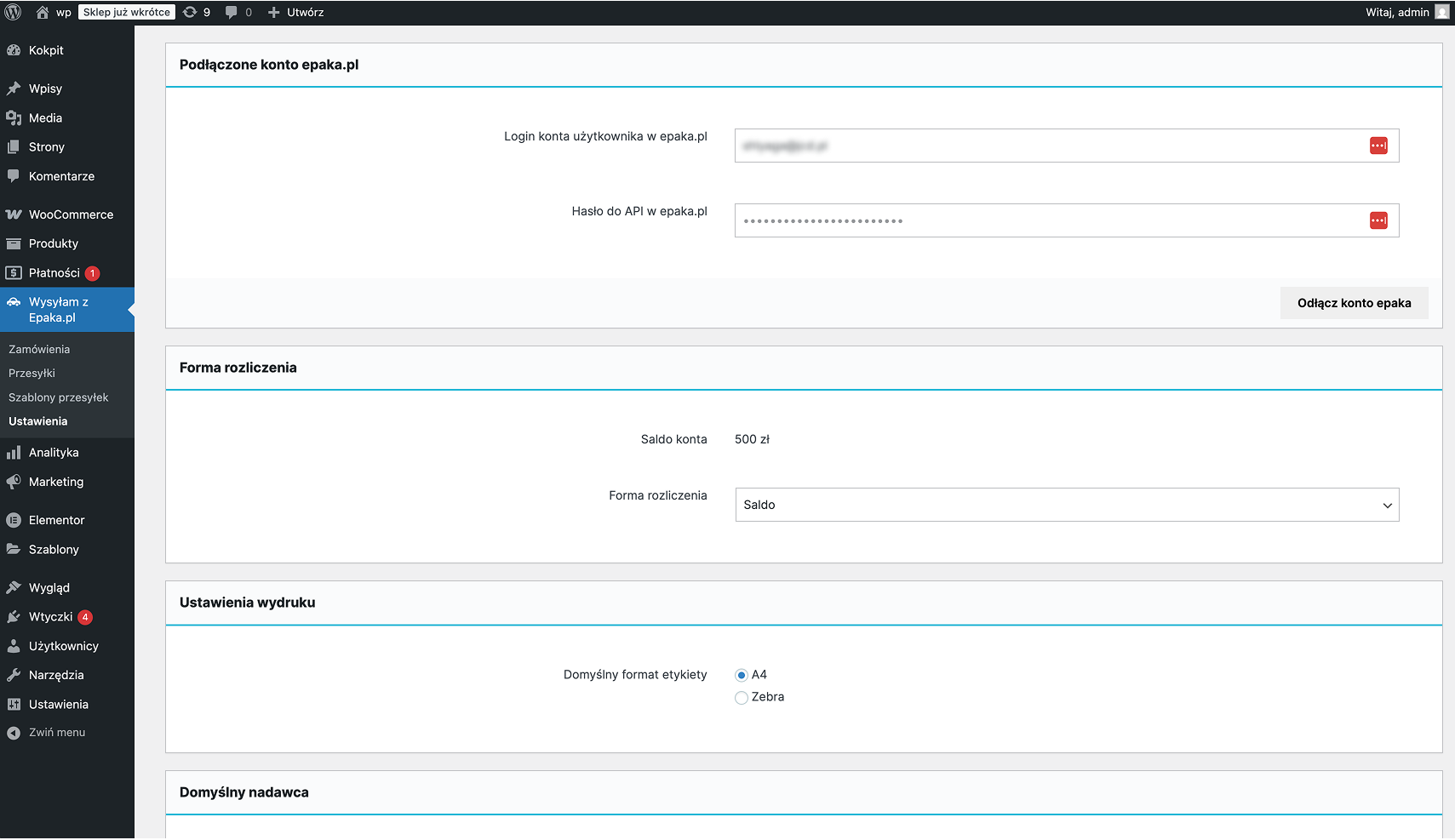 Configuring the default shipper in templates.
