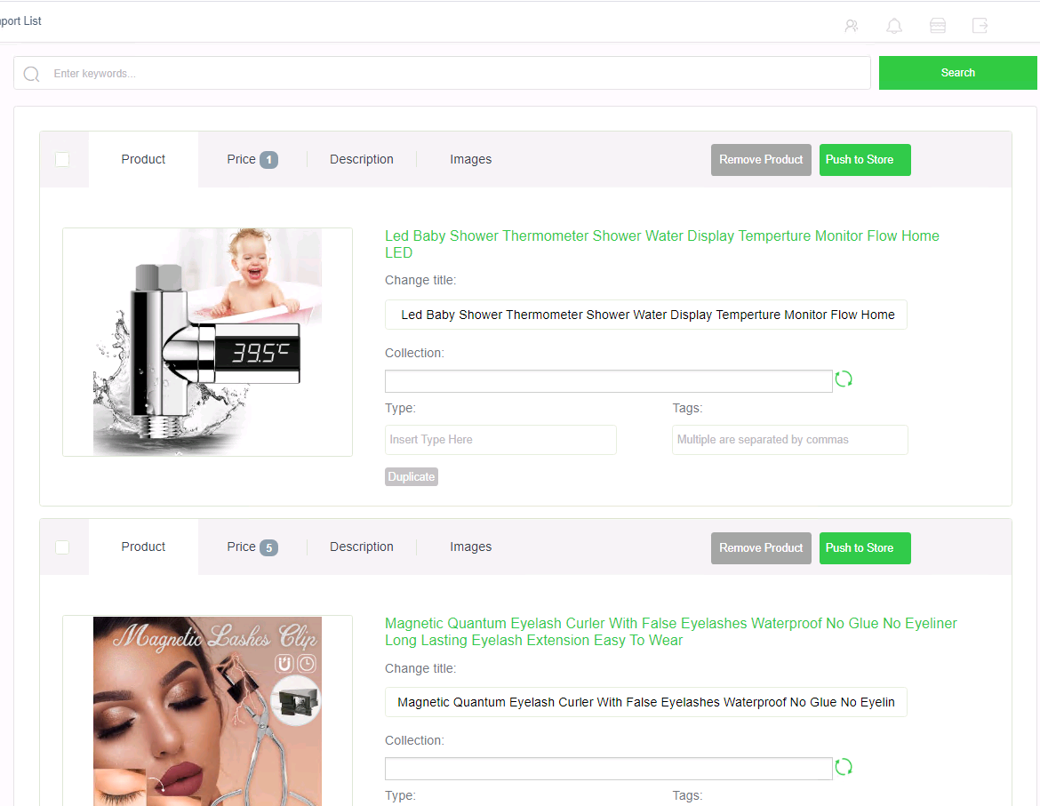 Push product to your store