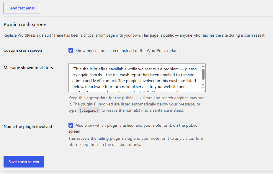 Customize error messages to be user friendly, and per plugin instructions of what to do.