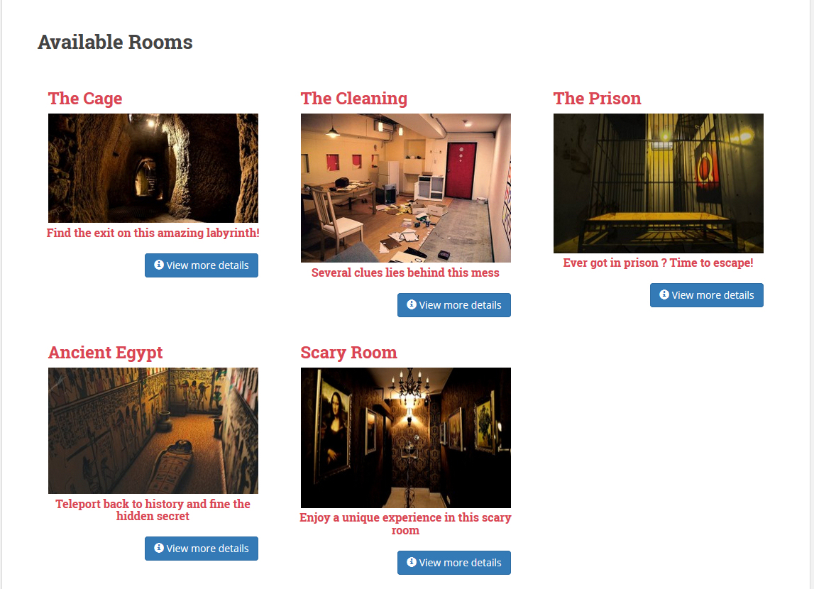 List of Escape Rooms