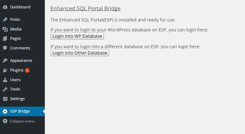 WordPress DashBoard->ESP Bridge Page to Login to ESP