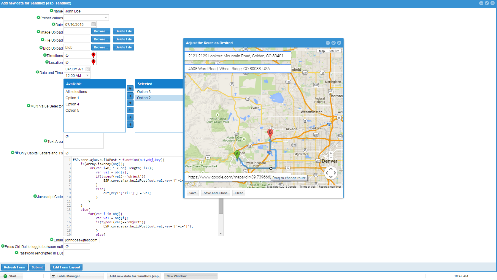 Enhanced SQL Portal->Example Form to Add Row to Table