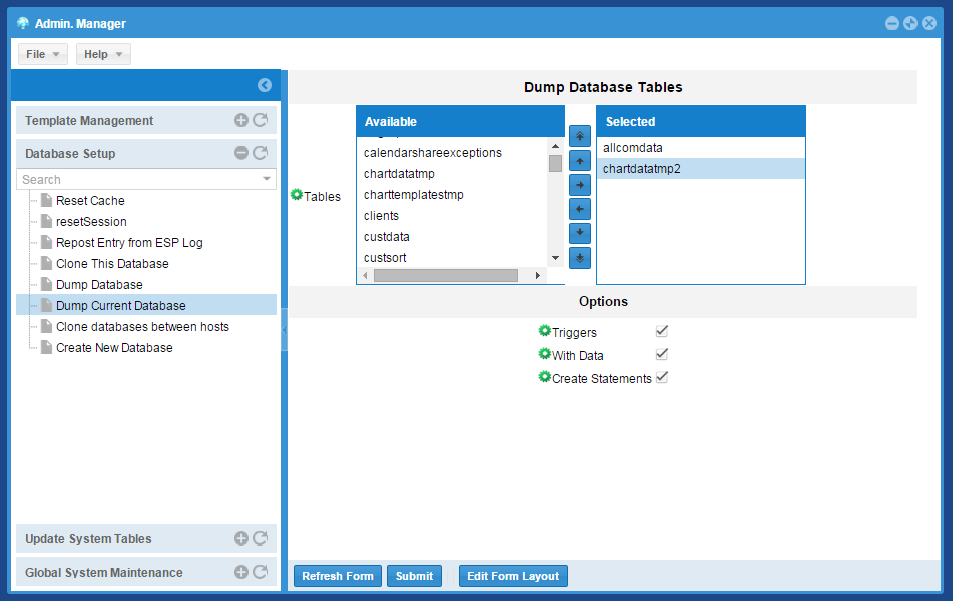 Enhanced SQL Portal->Function to Dump Current Database Tables