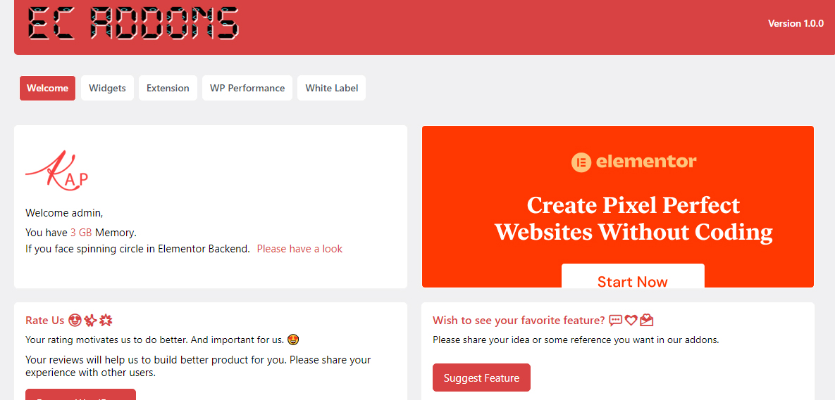 WELCOME Page