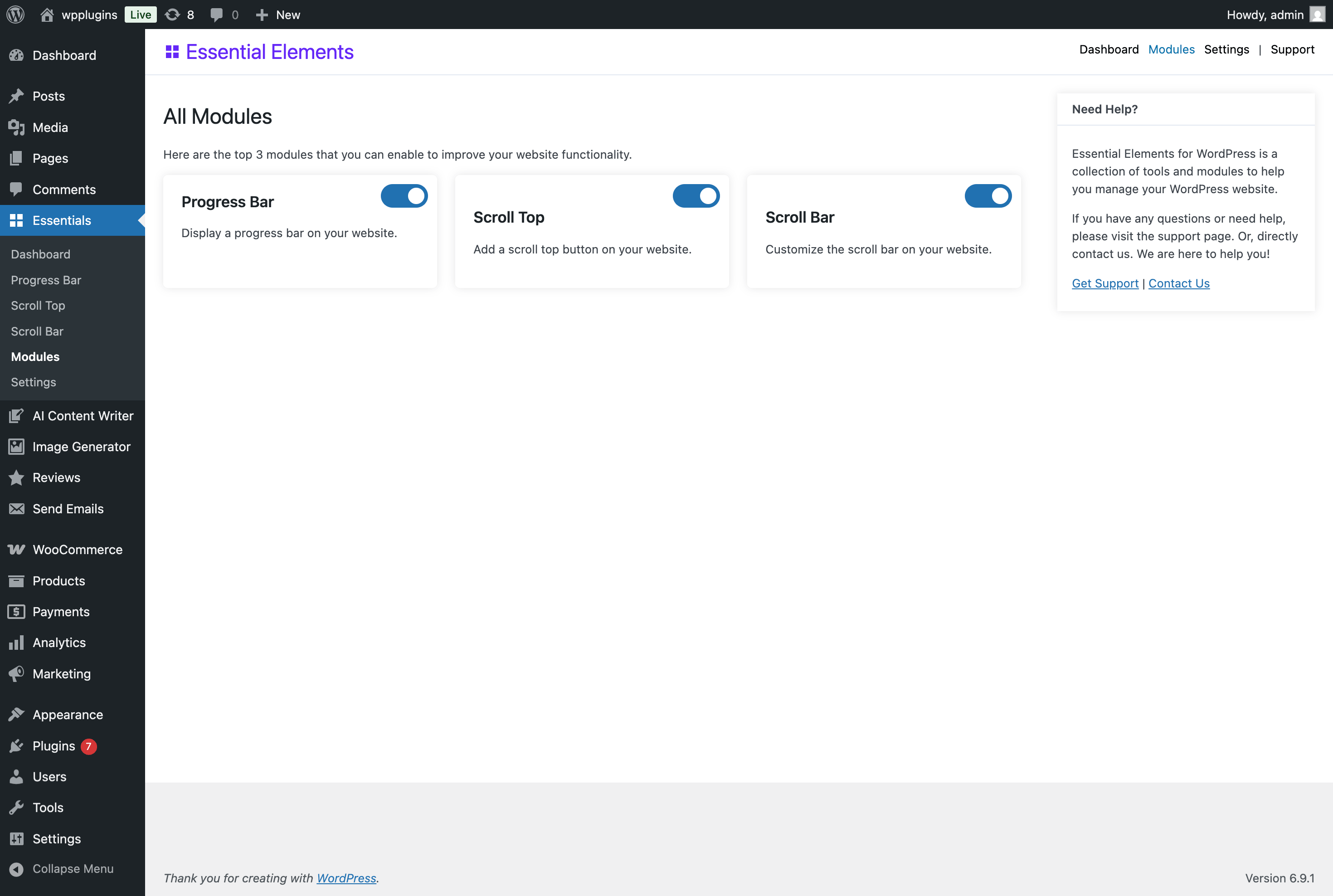 All Modules Settings