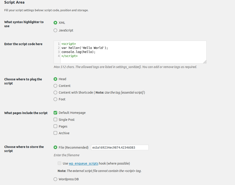 Essential Script admin dashboard