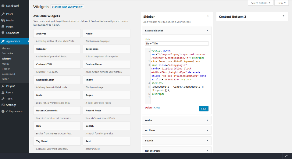 Essential Script widget