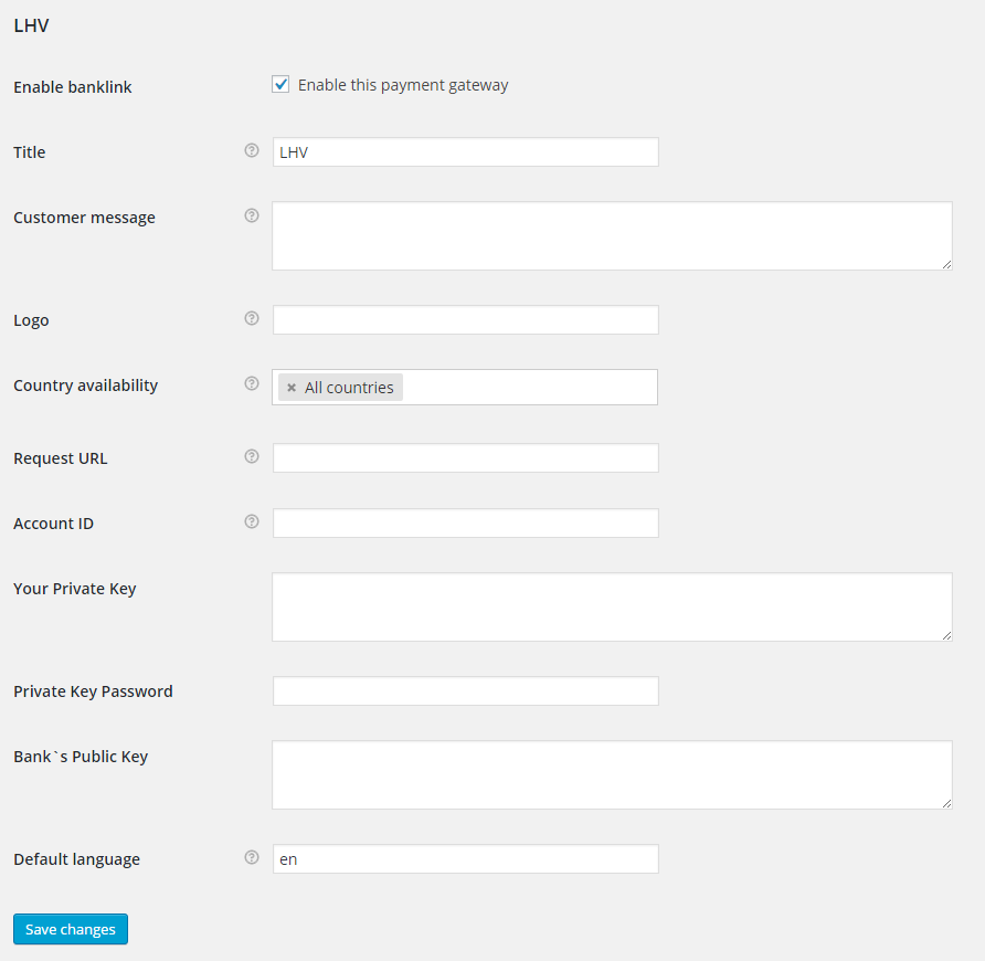 Example of LHV banklink gateway