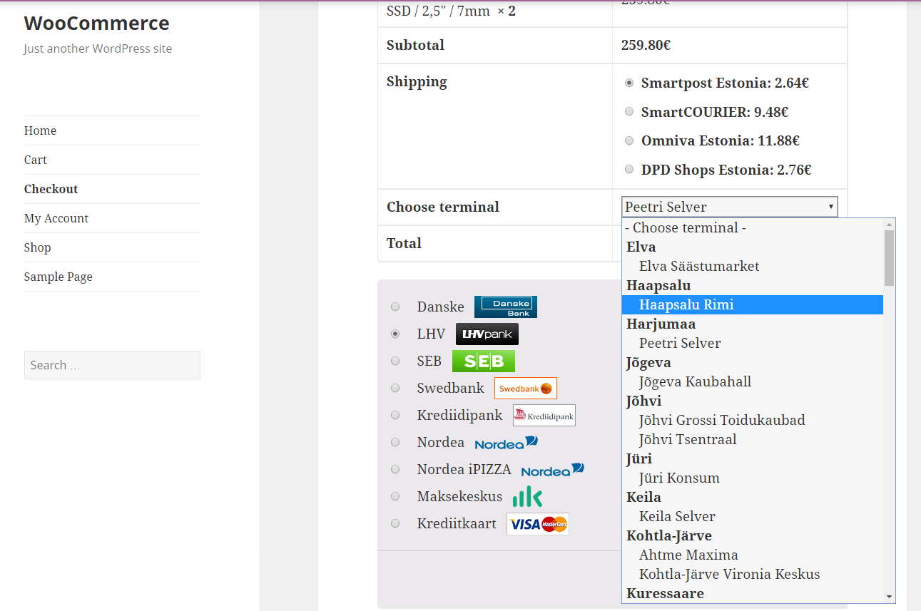 WooCommerce Checkout page