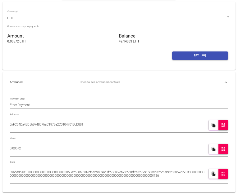 Settings: payment address and supported tokens