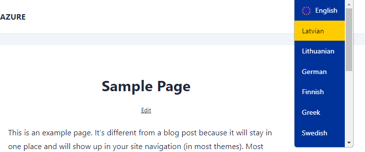 Selecting page language
