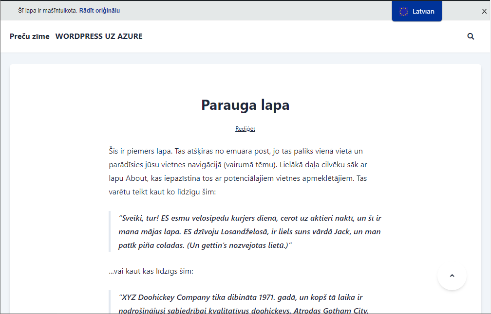 Translated page, machine-translated content notice