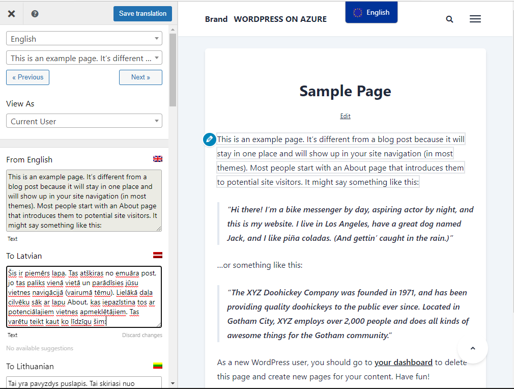 Visual translation editor