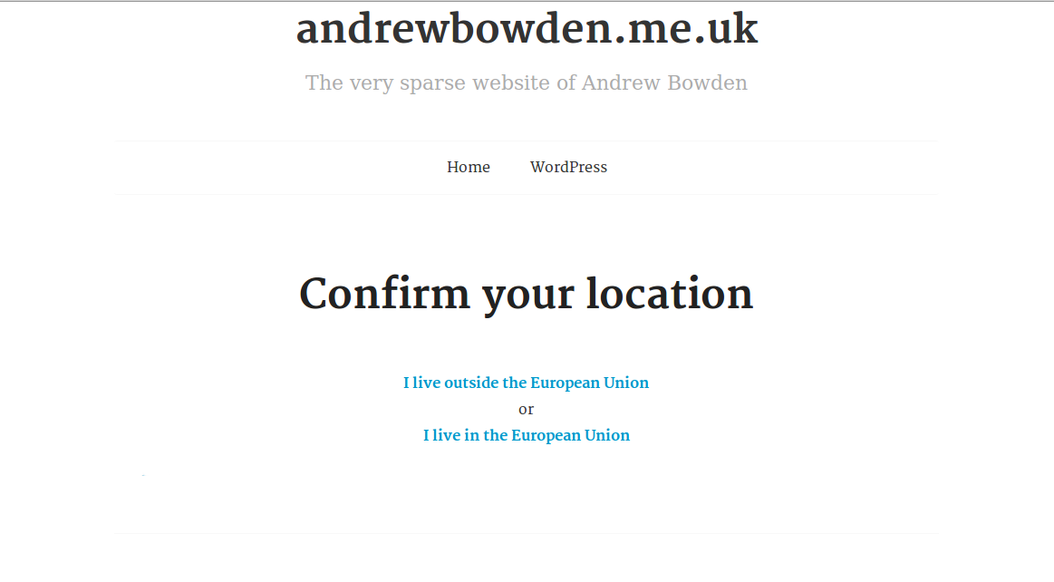 Example of the default "Confirm Location" page