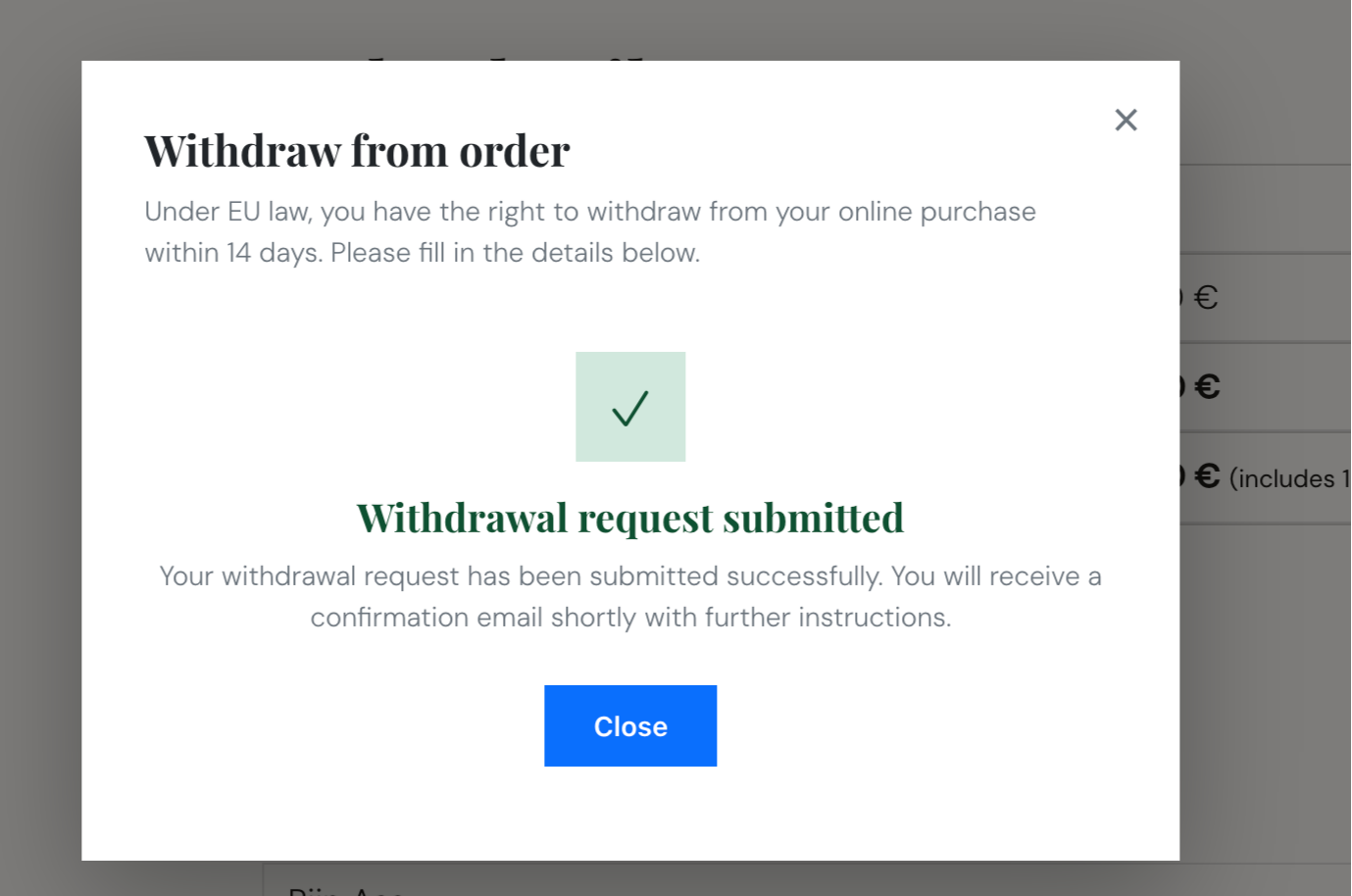 Confirmation step with order summary