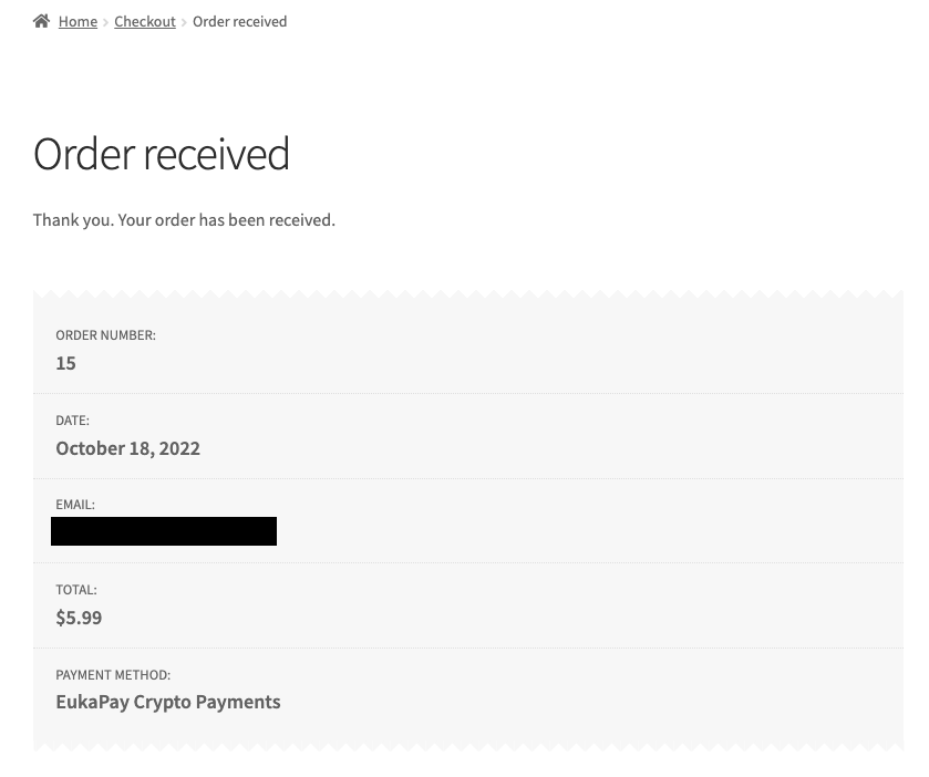 After receiving the payment, the page redirect to your completed page.
