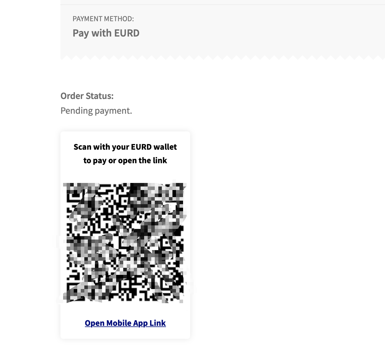 QR code payment request at checkout