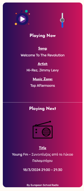 The produced widget in frontend.