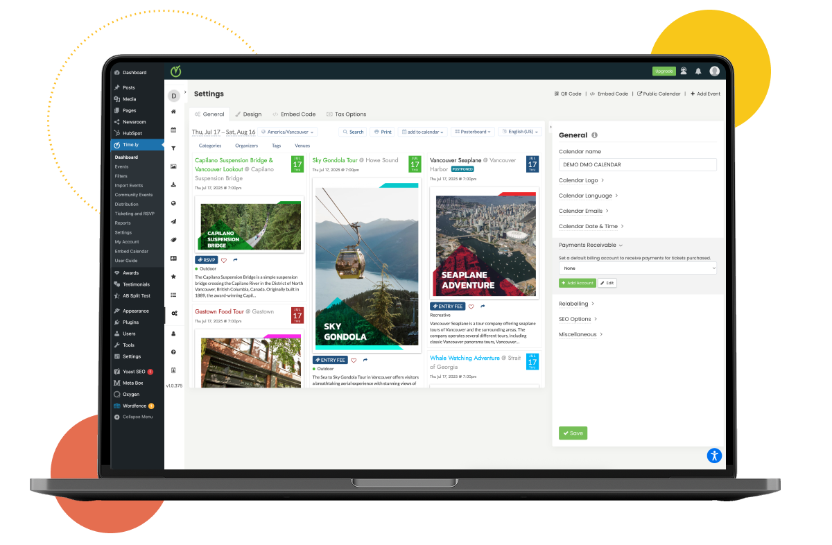 Event Editor Panel – Create, edit, and publish events with ease.