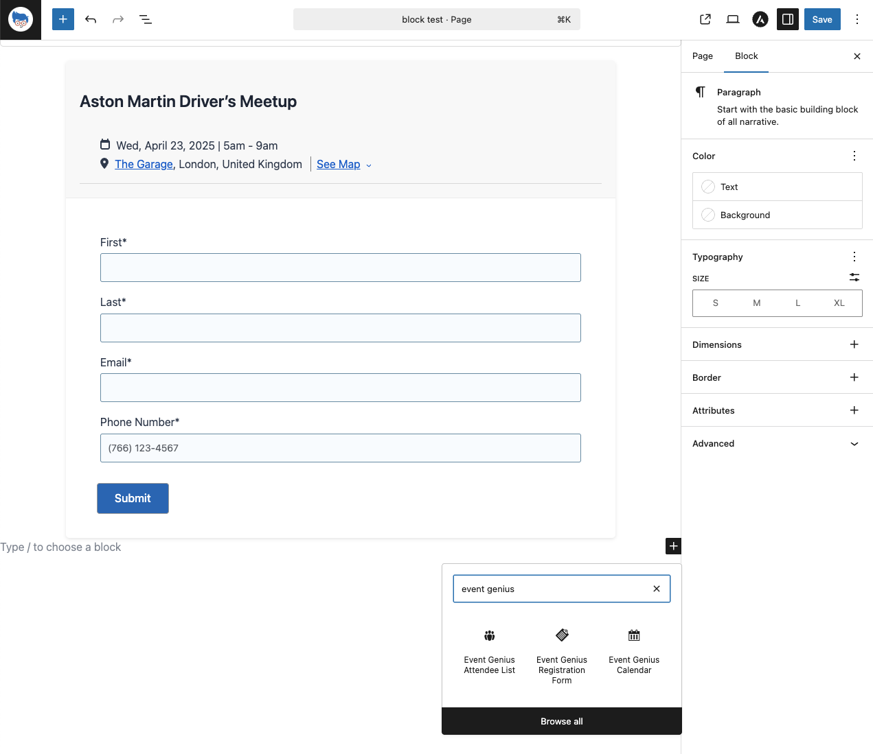 Confirmation email template builder with placeholders.