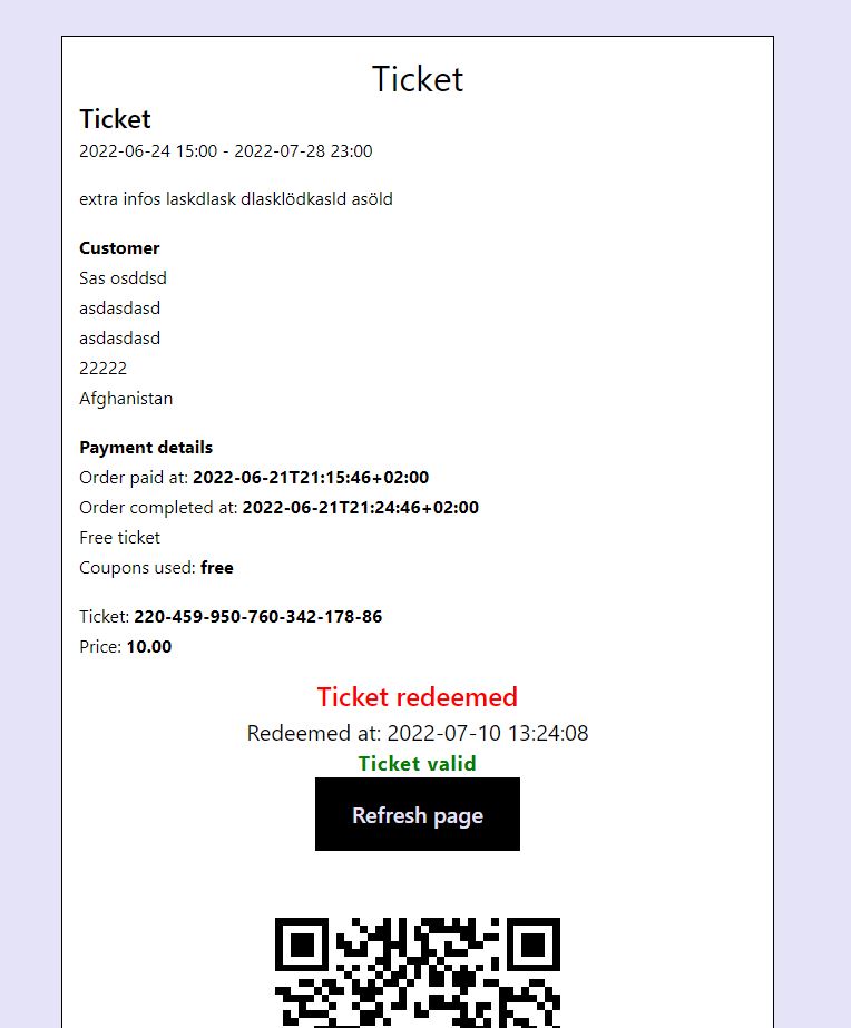 **Options 1** Ticket options.