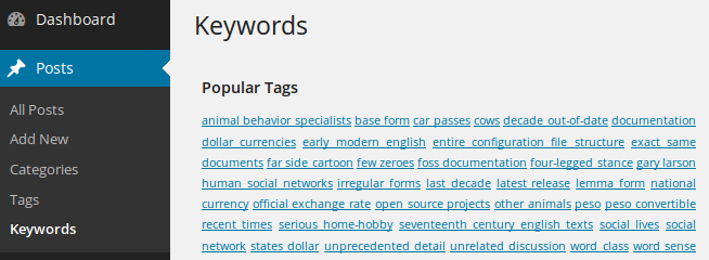 Edit keywords as usual tags.